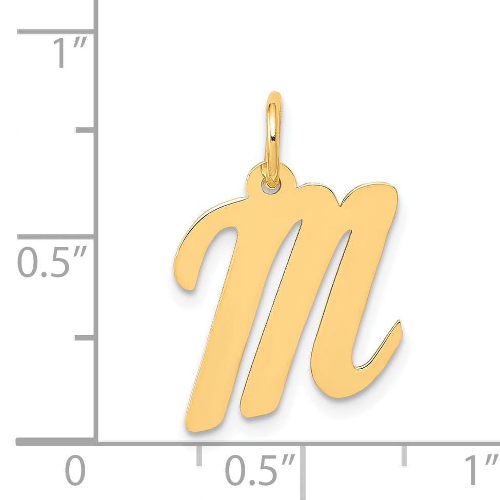 Lovely Rita's Pendants & Charms 14K Yellow Gold Medium Size Fancy Script Design Letter M Initial Pendant