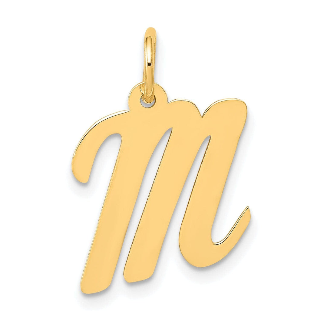 Lovely Rita's Pendants & Charms 14K Yellow Gold Medium Size Fancy Script Design Letter M Initial Pendant