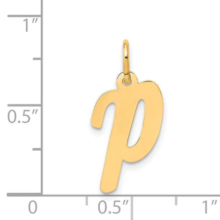 Lovely Rita's Pendants & Charms 14K Yellow Gold Medium Size Fancy Script Design Letter P Initial Pendant