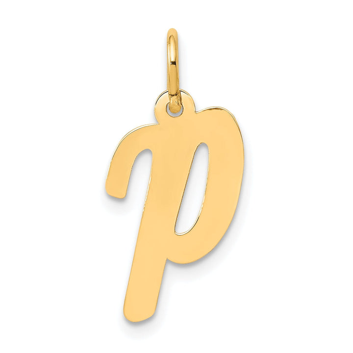 Lovely Rita's Pendants & Charms 14K Yellow Gold Medium Size Fancy Script Design Letter P Initial Pendant