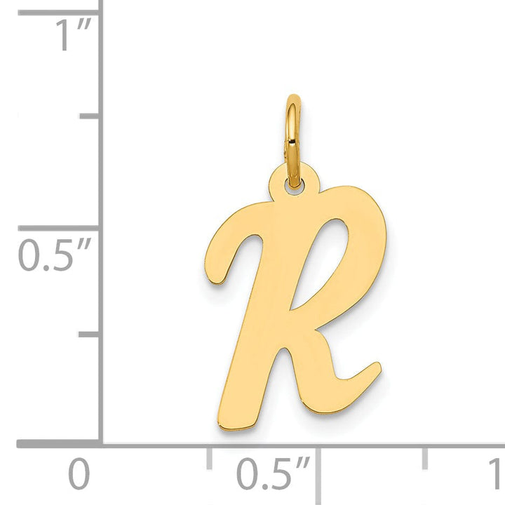 Lovely Rita's Pendants & Charms 14K Yellow Gold Medium Size Fancy Script Design Letter R Initial Pendant