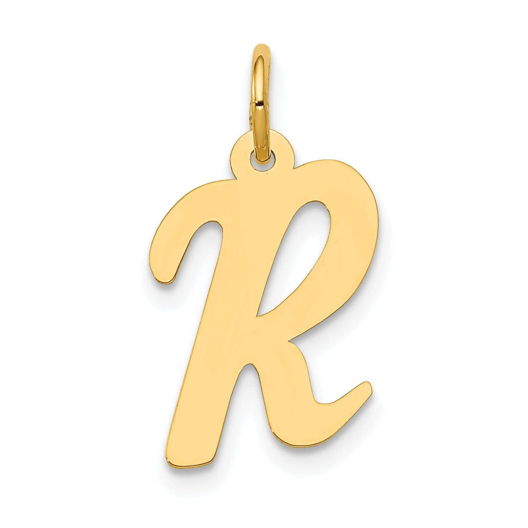 Lovely Rita's Pendants & Charms 14K Yellow Gold Medium Size Fancy Script Design Letter R Initial Pendant