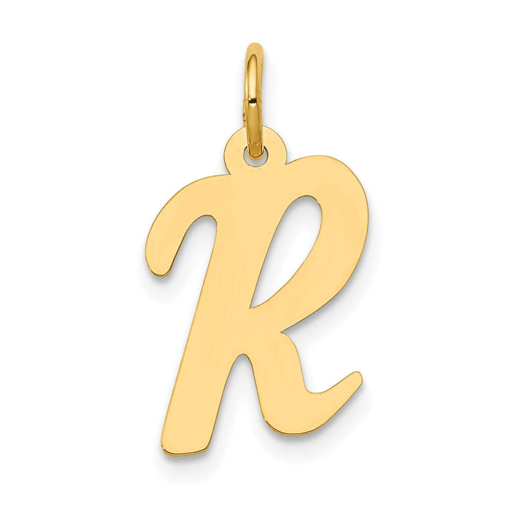 Lovely Rita's Pendants & Charms 14K Yellow Gold Medium Size Fancy Script Design Letter R Initial Pendant