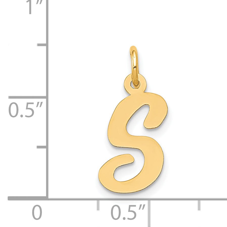 Lovely Rita's Pendants & Charms 14K Yellow Gold Medium Size Fancy Script Design Letter S Initial Pendant