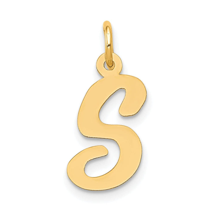 Lovely Rita's Pendants & Charms 14K Yellow Gold Medium Size Fancy Script Design Letter S Initial Pendant