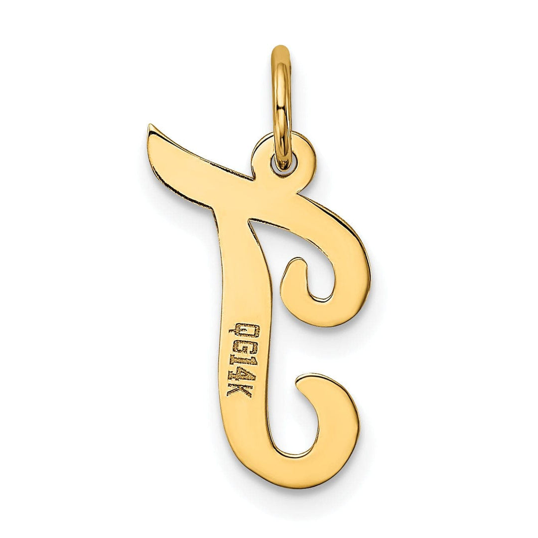 Lovely Rita's Pendants & Charms 14K Yellow Gold Medium Size Fancy Script Design Letter T Initial Pendant