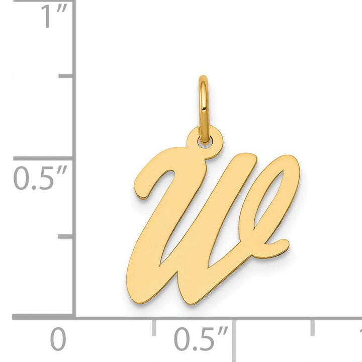 Lovely Rita's Pendants & Charms 14K Yellow Gold Medium Size Fancy Script Design Letter W Initial Pendant