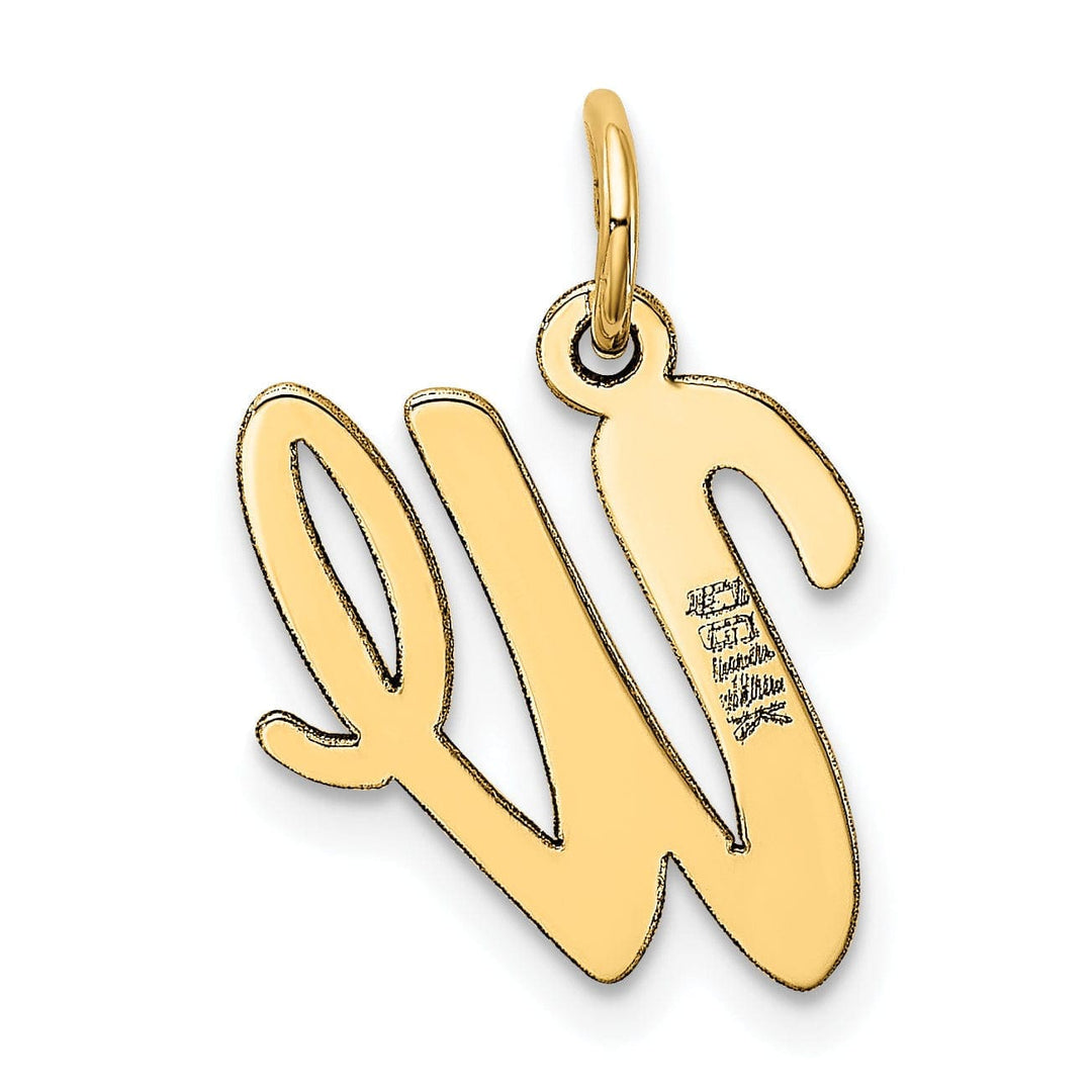 Lovely Rita's Pendants & Charms 14K Yellow Gold Medium Size Fancy Script Design Letter W Initial Pendant