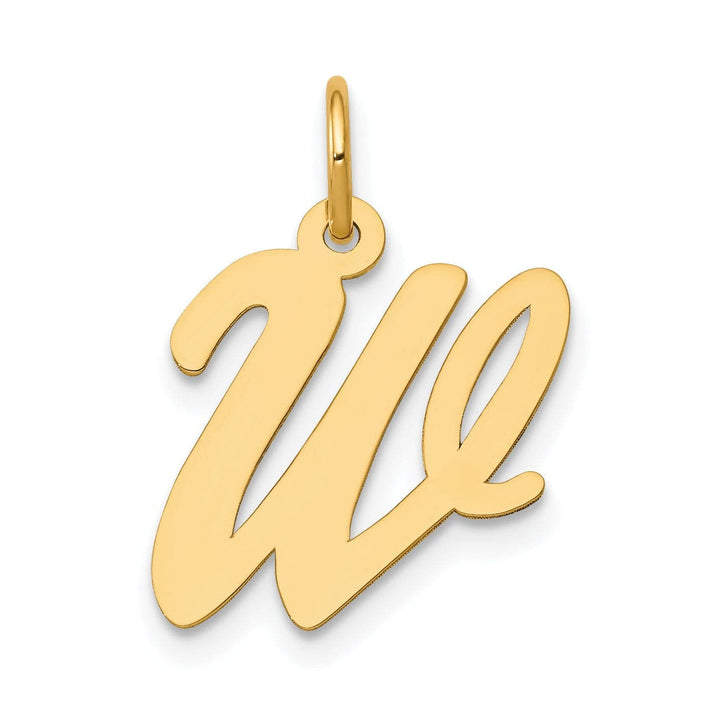 Lovely Rita's Pendants & Charms 14K Yellow Gold Medium Size Fancy Script Design Letter W Initial Pendant