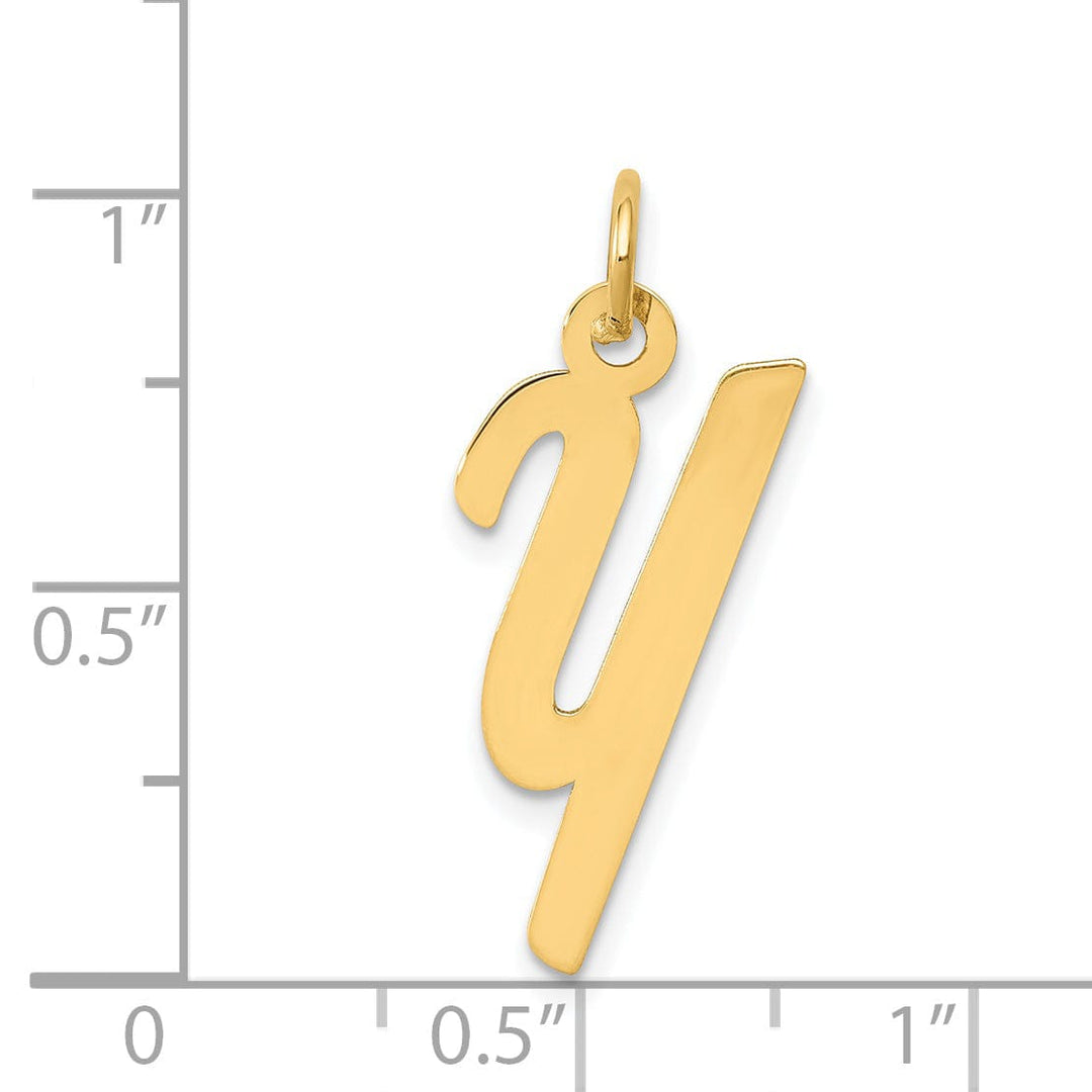 Lovely Rita's Pendants & Charms 14K Yellow Gold Medium Size Fancy Script Design Letter Y Initial Pendant