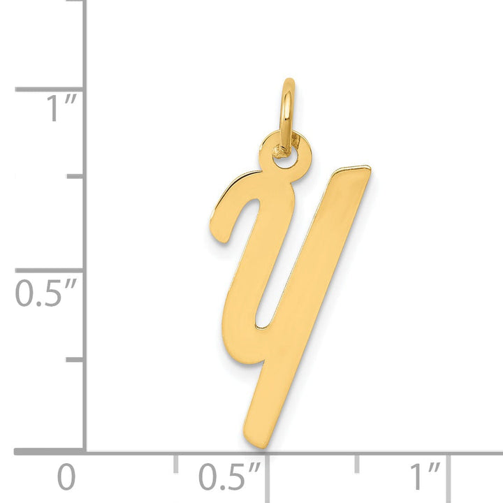 Lovely Rita's Pendants & Charms 14K Yellow Gold Medium Size Fancy Script Design Letter Y Initial Pendant