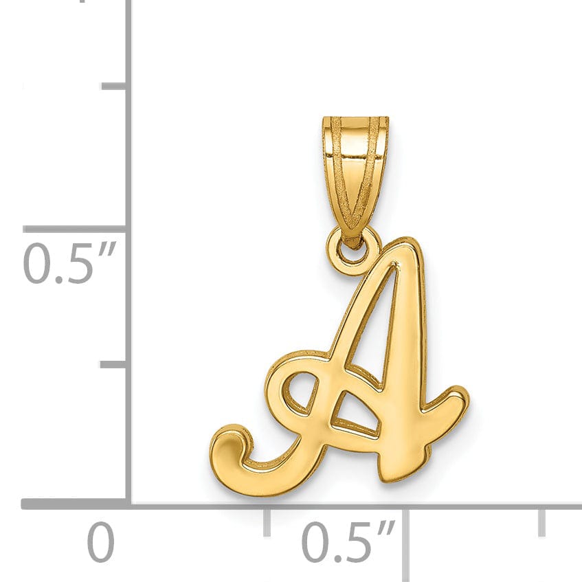 Lovely Rita's Pendants & Charms 14K Yellow Gold Medium Size Script Design Letter A Initial Pendant