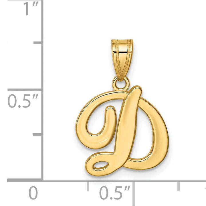 Lovely Rita's Pendants & Charms 14K Yellow Gold Medium Size Script Design Letter D Initial Pendant
