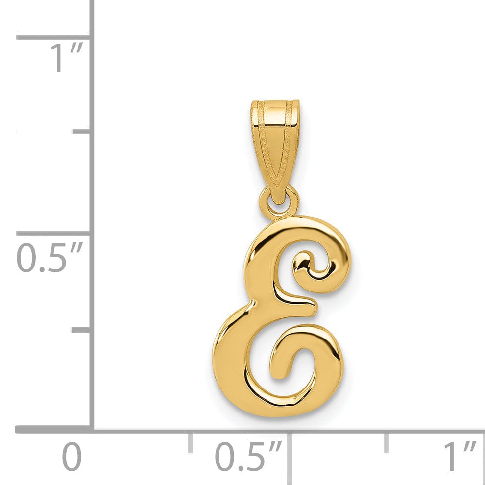 Lovely Rita's Pendants & Charms 14K Yellow Gold Medium Size Script Design Letter E Initial Pendant