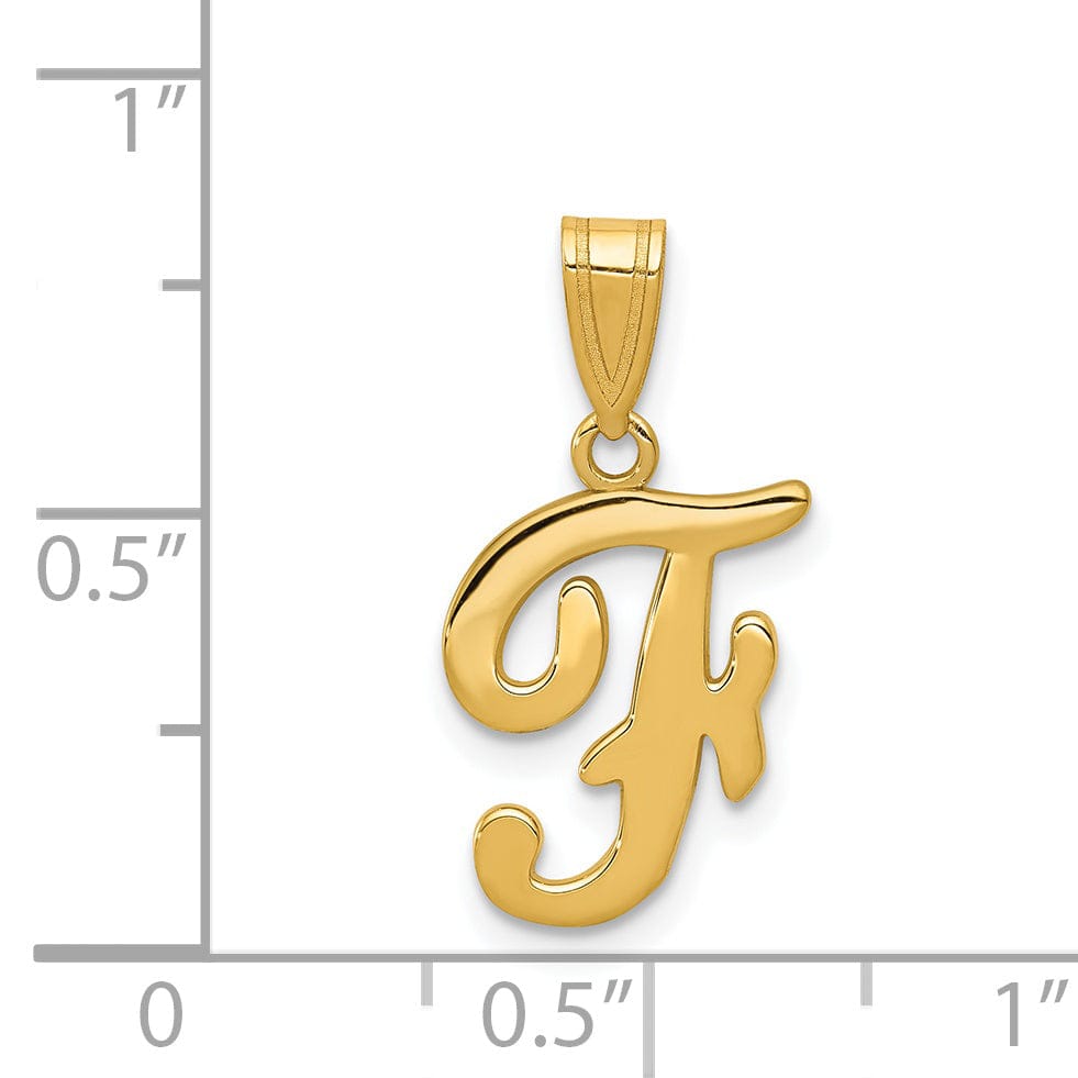 Lovely Rita's Pendants & Charms 14K Yellow Gold Medium Size Script Design Letter F Initial Pendant