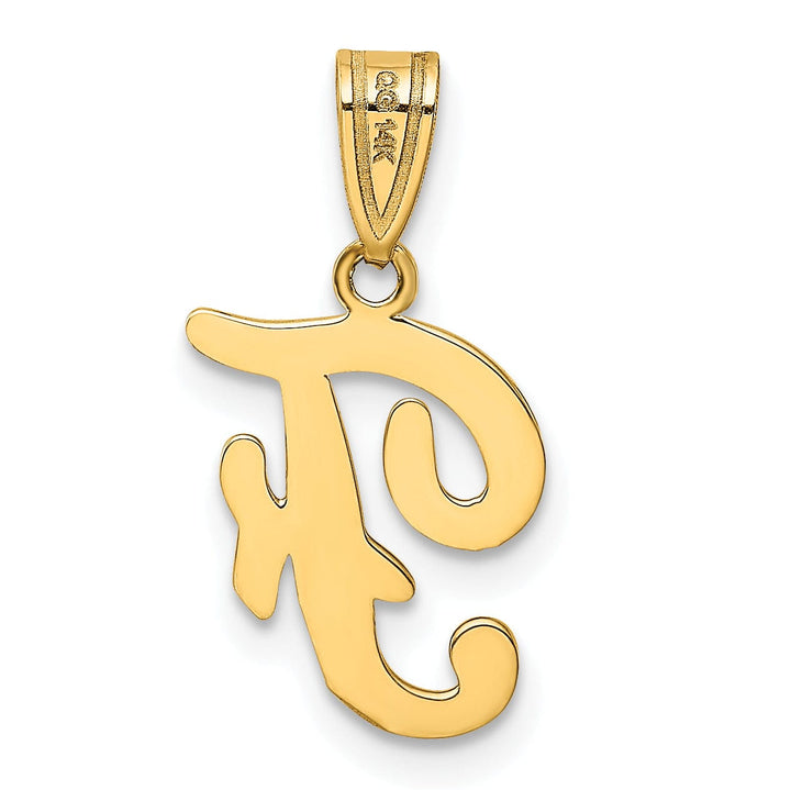 Lovely Rita's Pendants & Charms 14K Yellow Gold Medium Size Script Design Letter F Initial Pendant