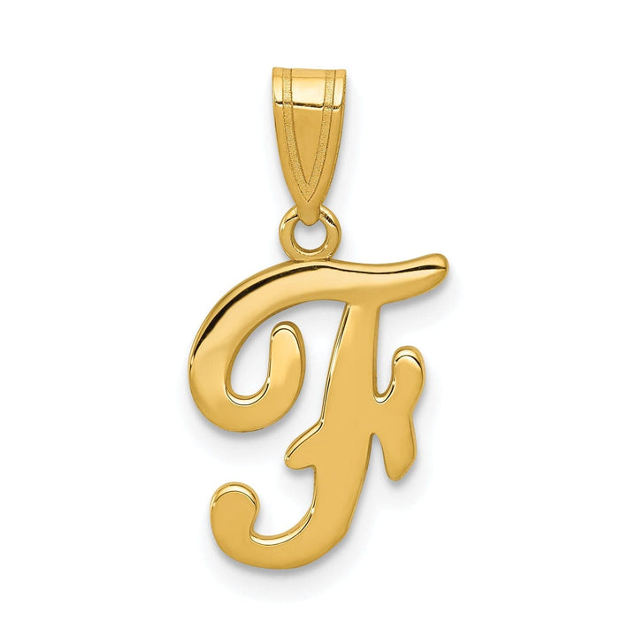 Lovely Rita's Pendants & Charms 14K Yellow Gold Medium Size Script Design Letter F Initial Pendant