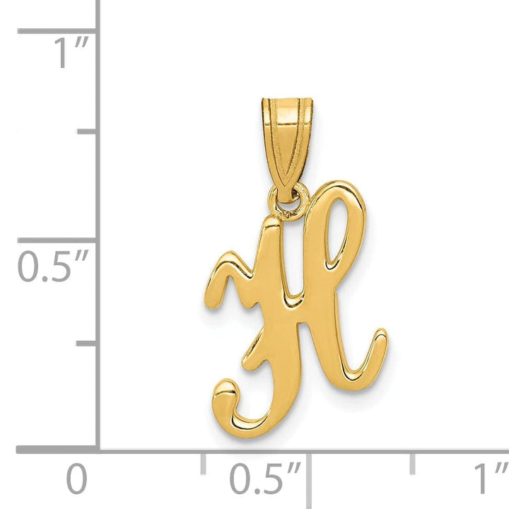Lovely Rita's Pendants & Charms 14K Yellow Gold Medium Size Script Design Letter H Initial Pendant