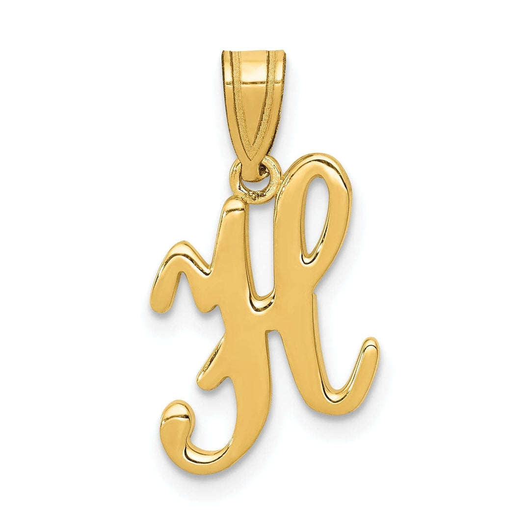 Lovely Rita's Pendants & Charms 14K Yellow Gold Medium Size Script Design Letter H Initial Pendant