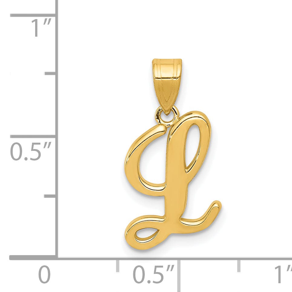 Lovely Rita's Pendants & Charms 14K Yellow Gold Medium Size Script Design Letter L Initial Pendant