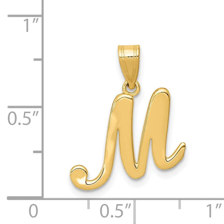Lovely Rita's Pendants & Charms 14K Yellow Gold Medium Size Script Design Letter M Initial Pendant