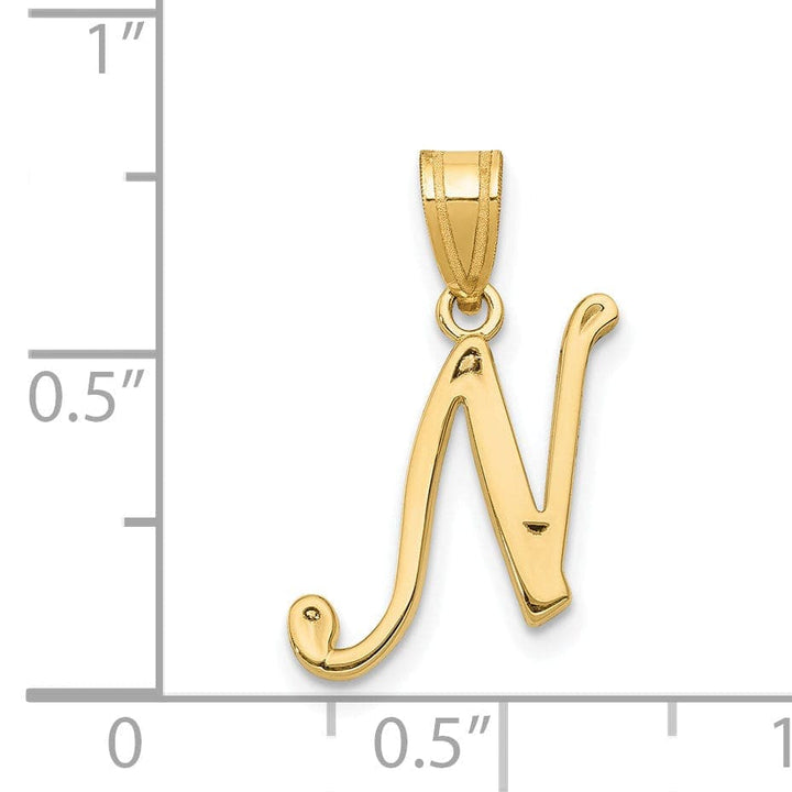 Lovely Rita's Pendants & Charms 14K Yellow Gold Medium Size Script Design Letter N Initial Pendant