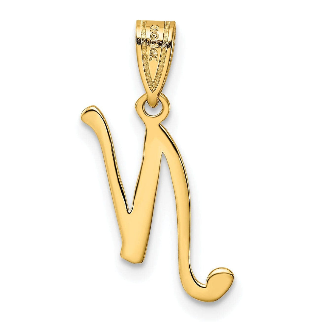Lovely Rita's Pendants & Charms 14K Yellow Gold Medium Size Script Design Letter N Initial Pendant
