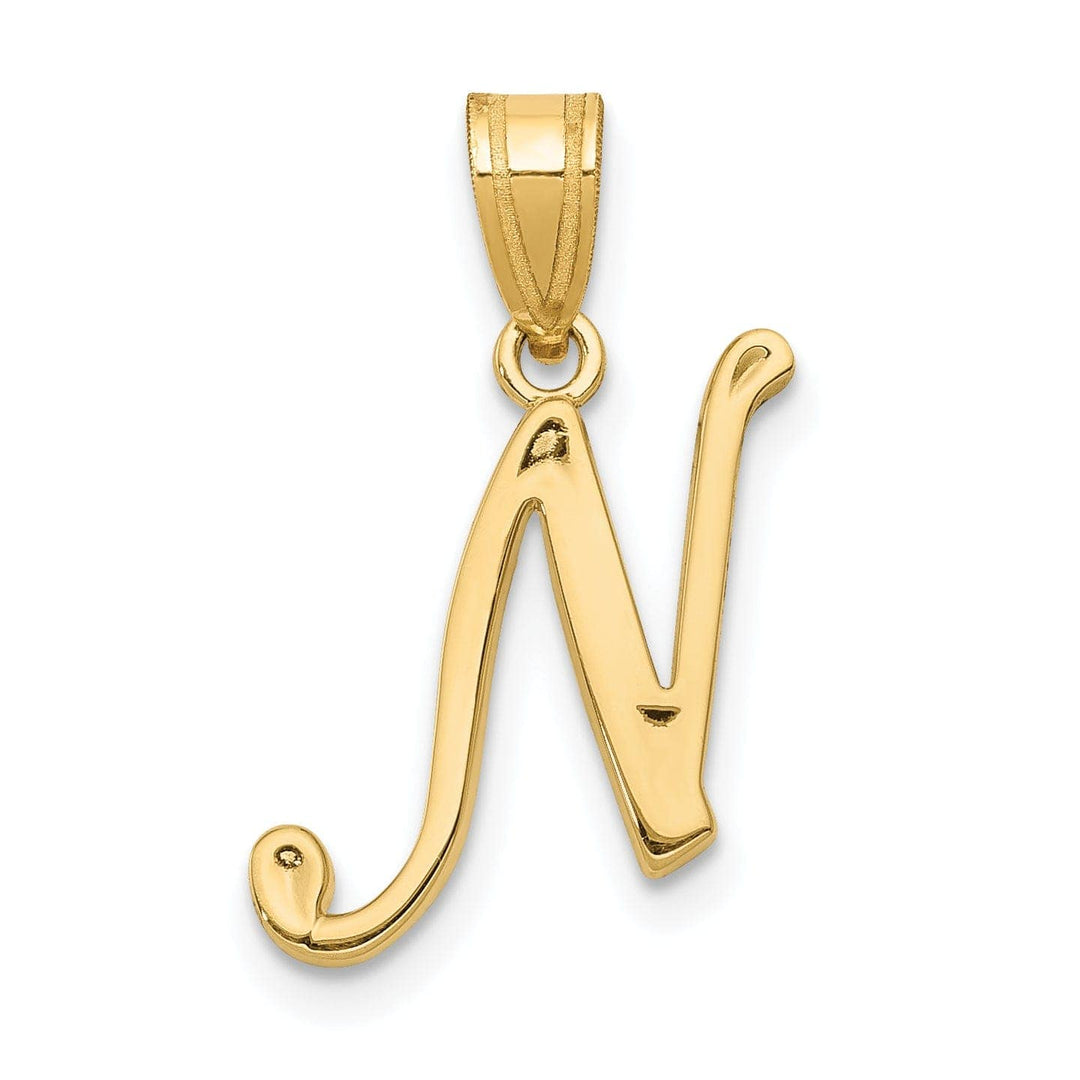 Lovely Rita's Pendants & Charms 14K Yellow Gold Medium Size Script Design Letter N Initial Pendant