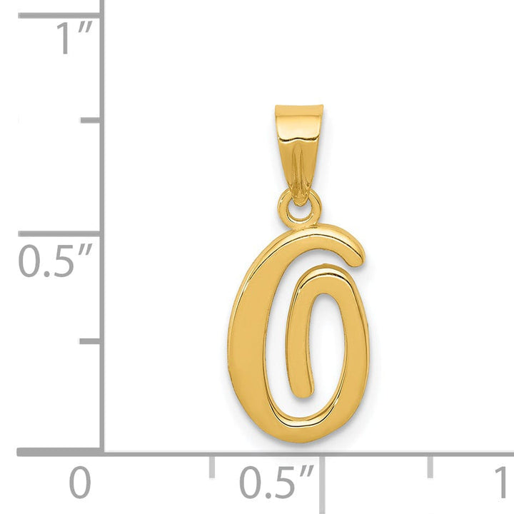 Lovely Rita's Pendants & Charms 14K Yellow Gold Medium Size Script Design Letter O Initial Pendant