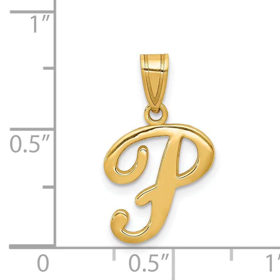 Lovely Rita's Pendants & Charms 14K Yellow Gold Medium Size Script Design Letter P Initial Pendant