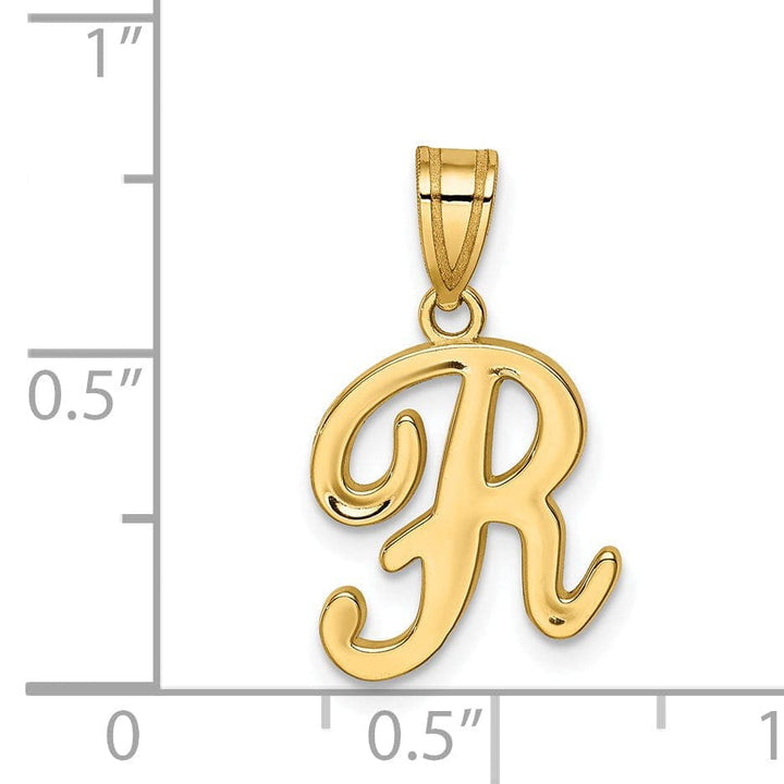 Lovely Rita's Pendants & Charms 14K Yellow Gold Medium Size Script Design Letter R Initial Pendant