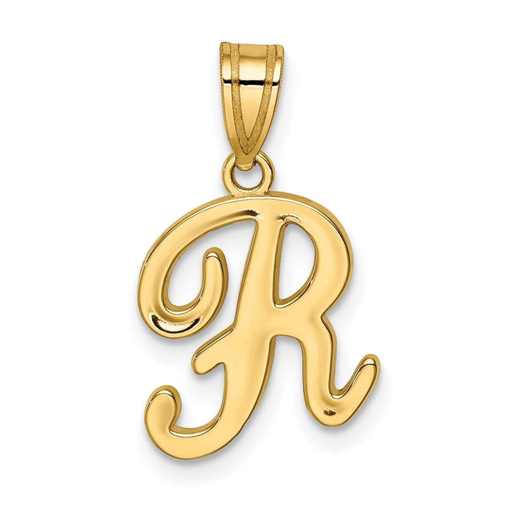 Lovely Rita's Pendants & Charms 14K Yellow Gold Medium Size Script Design Letter R Initial Pendant