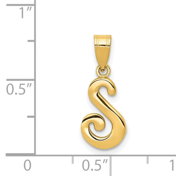 Lovely Rita's Pendants & Charms 14K Yellow Gold Medium Size Script Design Letter S Initial Pendant