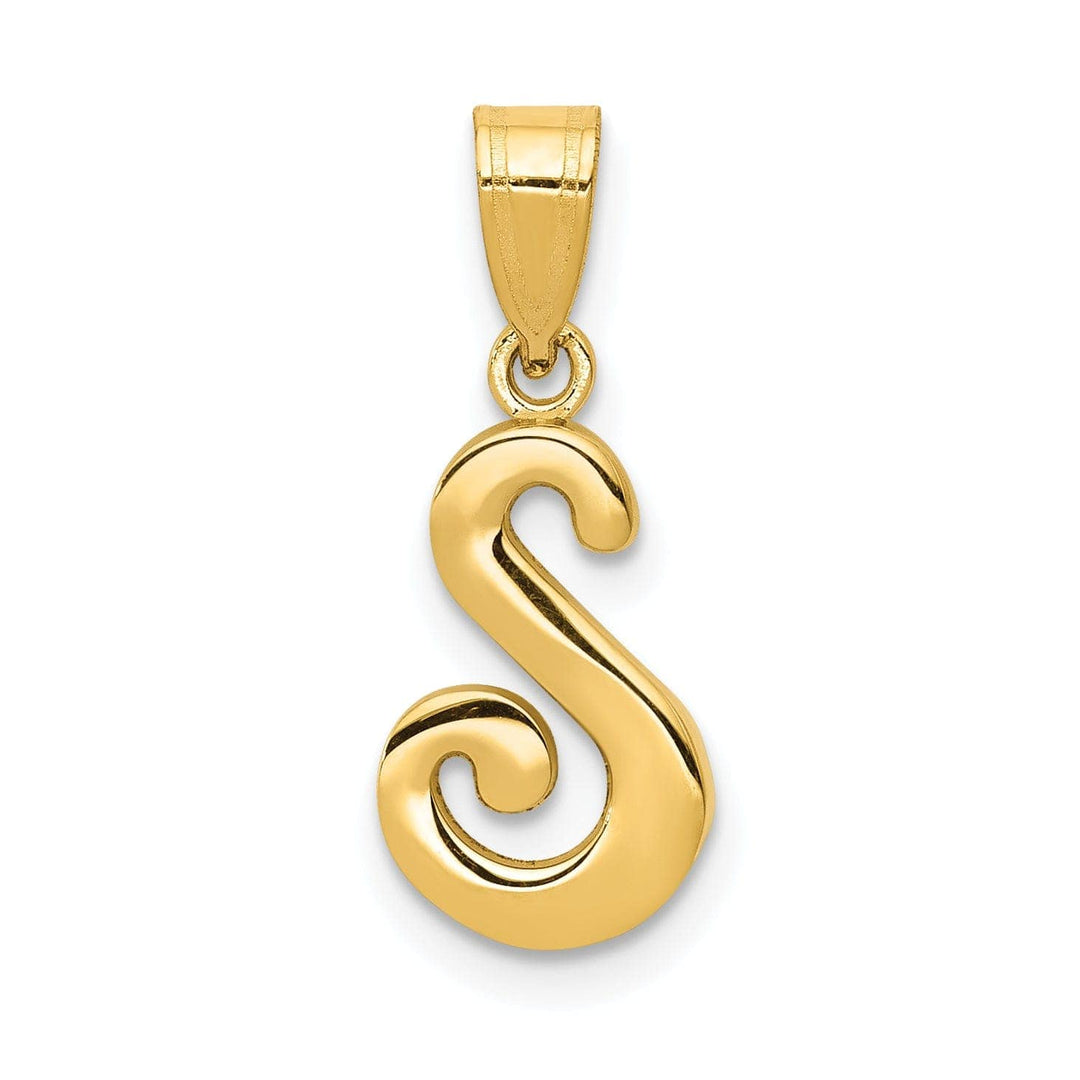 Lovely Rita's Pendants & Charms 14K Yellow Gold Medium Size Script Design Letter S Initial Pendant