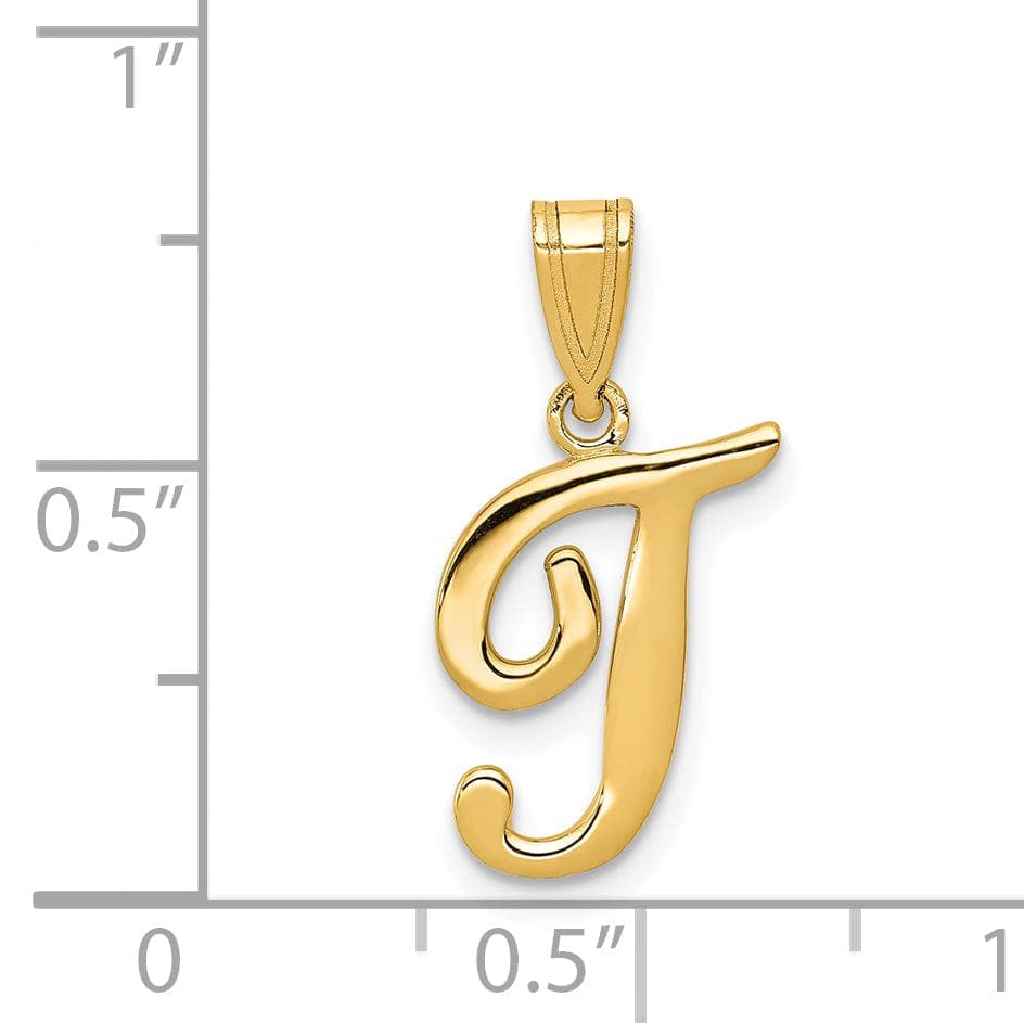 Lovely Rita's Pendants & Charms 14K Yellow Gold Medium Size Script Design Letter T Initial Pendant