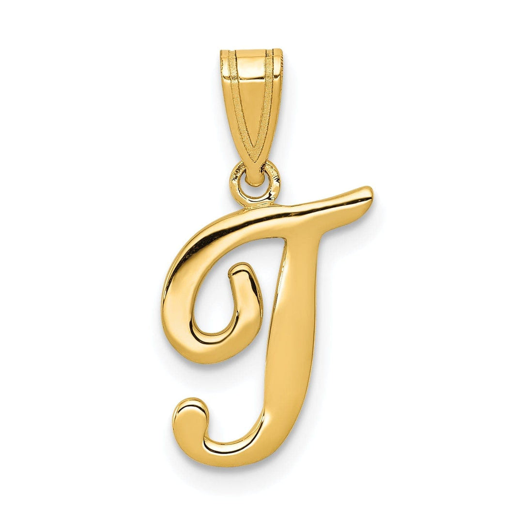 Lovely Rita's Pendants & Charms 14K Yellow Gold Medium Size Script Design Letter T Initial Pendant