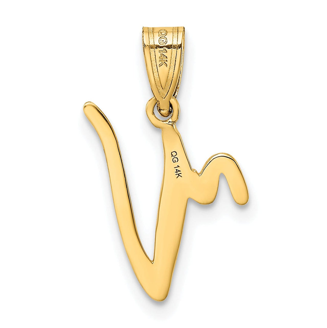Lovely Rita's Pendants & Charms 14K Yellow Gold Medium Size Script Design Letter V Initial Pendant