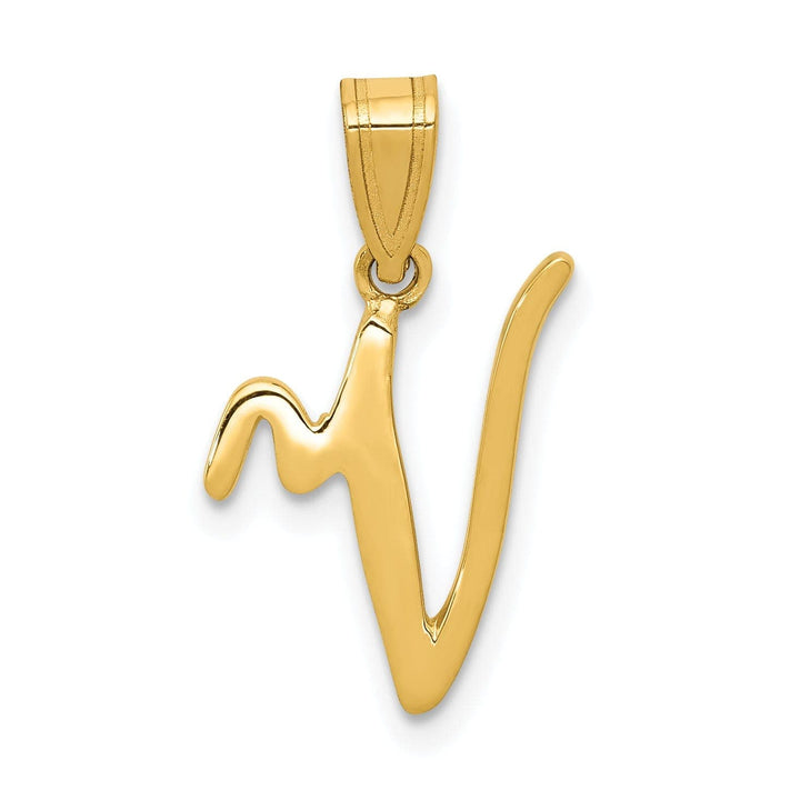Lovely Rita's Pendants & Charms 14K Yellow Gold Medium Size Script Design Letter V Initial Pendant