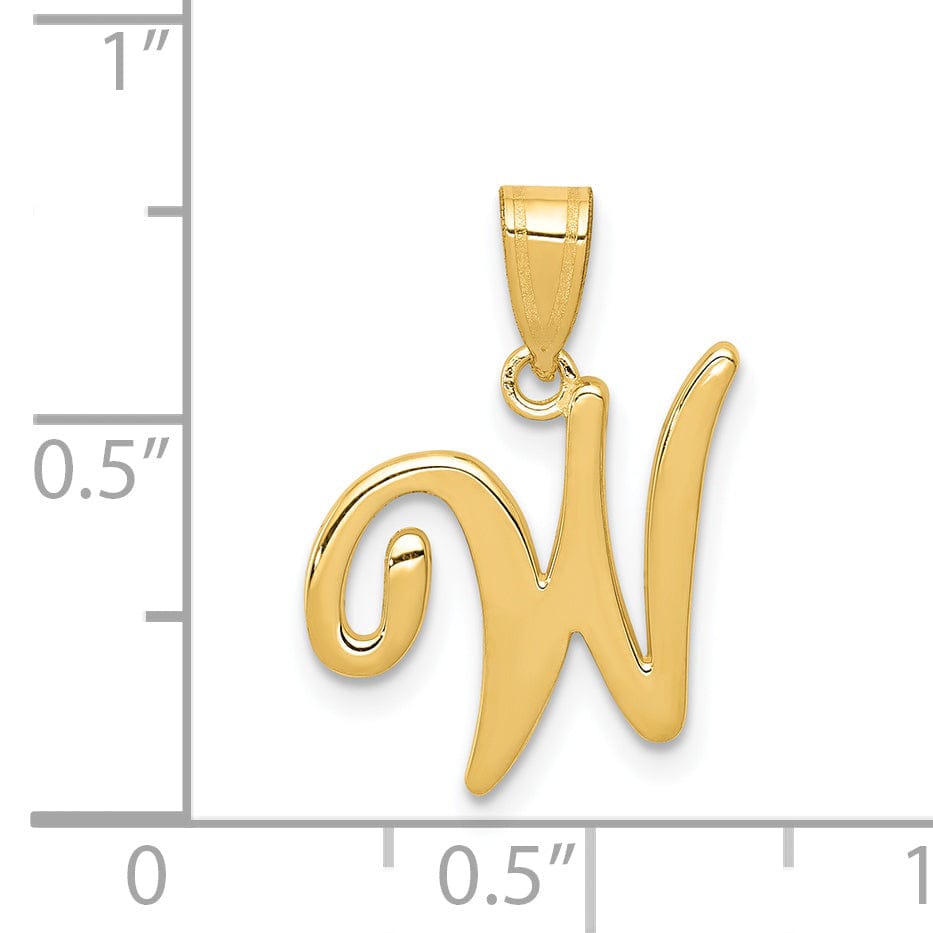 Lovely Rita's Pendants & Charms 14K Yellow Gold Medium Size Script Design Letter W Initial Pendant