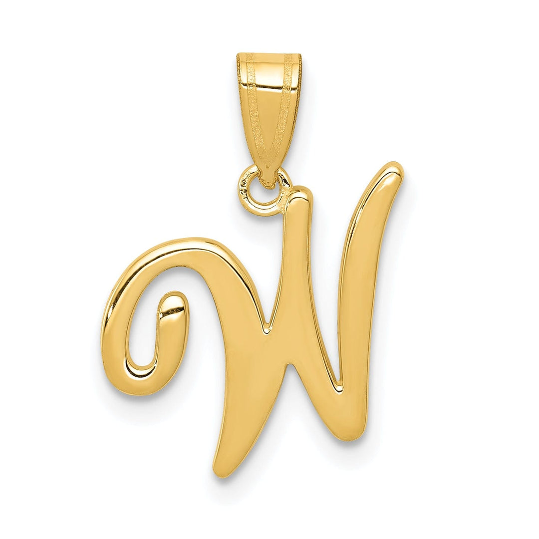Lovely Rita's Pendants & Charms 14K Yellow Gold Medium Size Script Design Letter W Initial Pendant