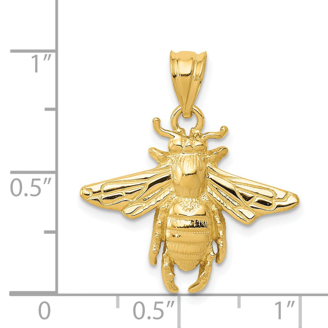 Lovely Rita's Pendants & Charms 14k Yellow Gold Mens Solid Open-Backed Polished Finish Bumble Bee Charm Pendant