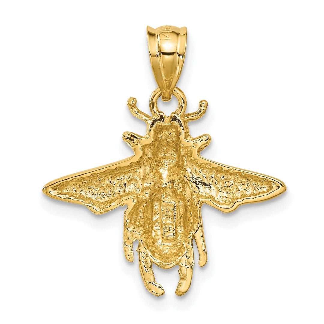 Lovely Rita's Pendants & Charms 14k Yellow Gold Mens Solid Open-Backed Polished Finish Bumble Bee Charm Pendant
