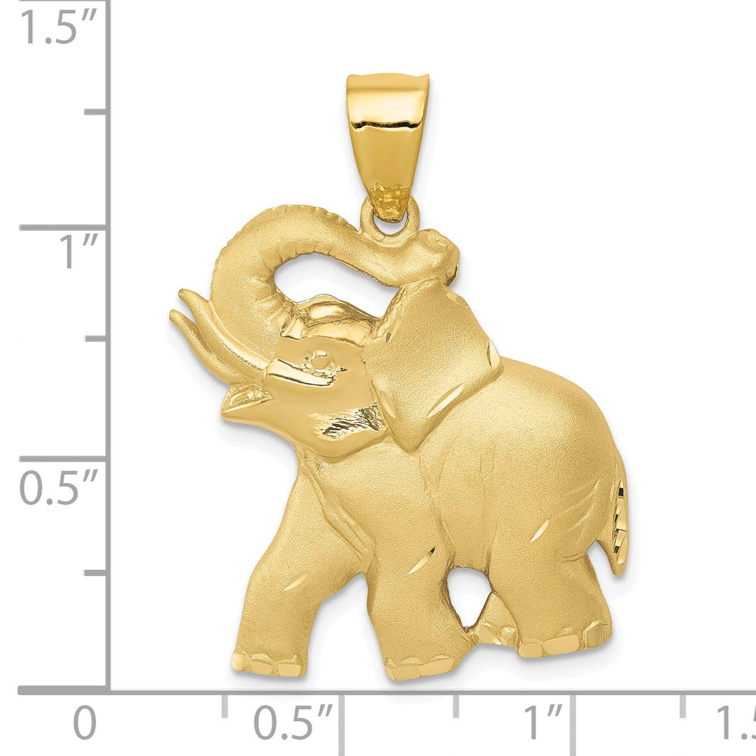 Lovely Rita's Pendants & Charms 14k Yellow Gold Mens Solid Satin Diamond Cut Finish Elephant Charm Pendant