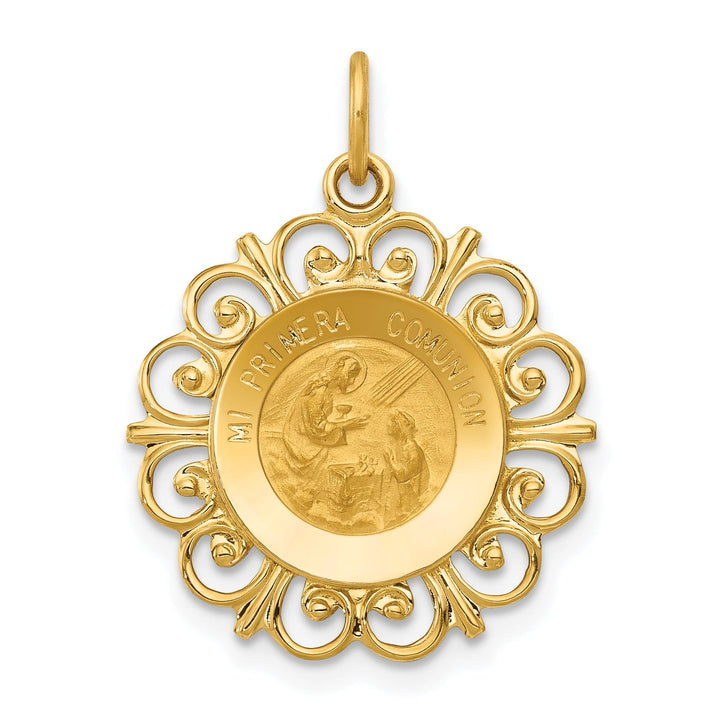 Lovely Rita's Pendants & Charms 14k Yellow Gold Mi Primera Spanish 1-st Communion Medal Pendant