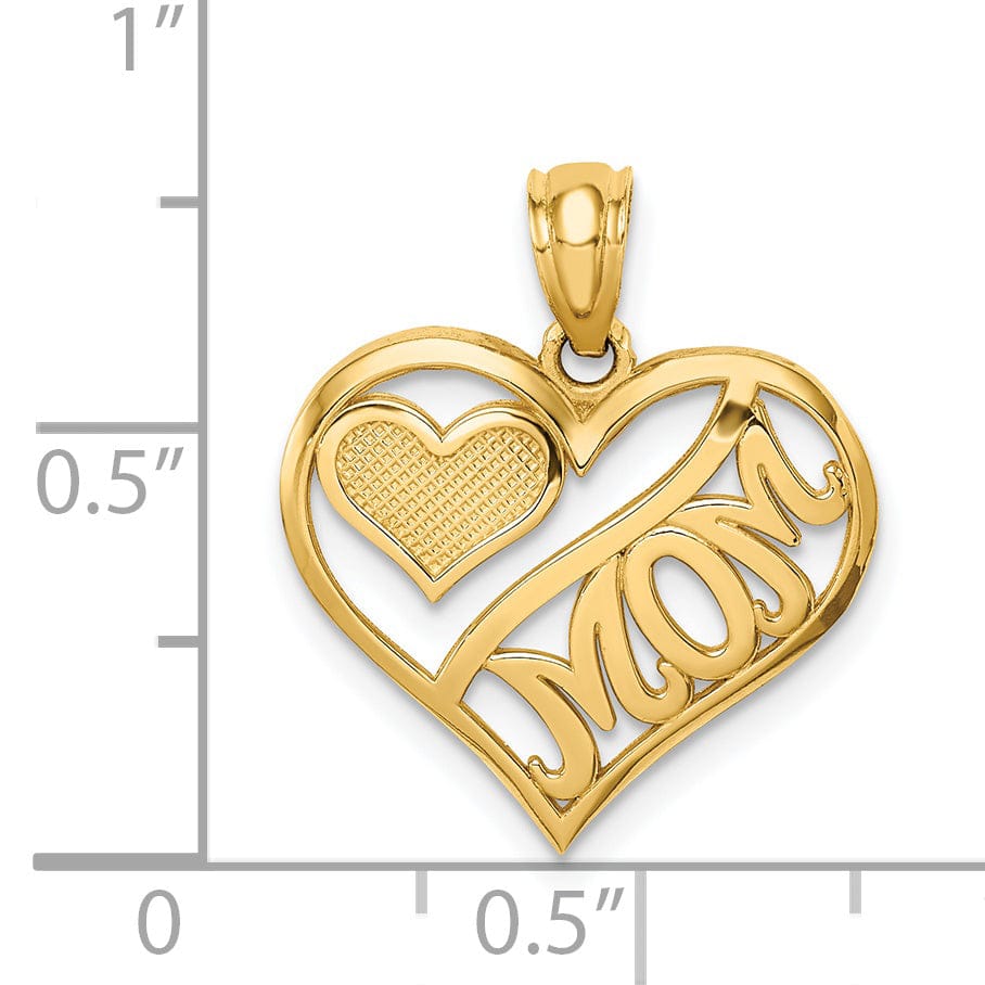 Lovely Rita's Pendants & Charms 14k Yellow Gold Mom and Heart In Heart Pendant