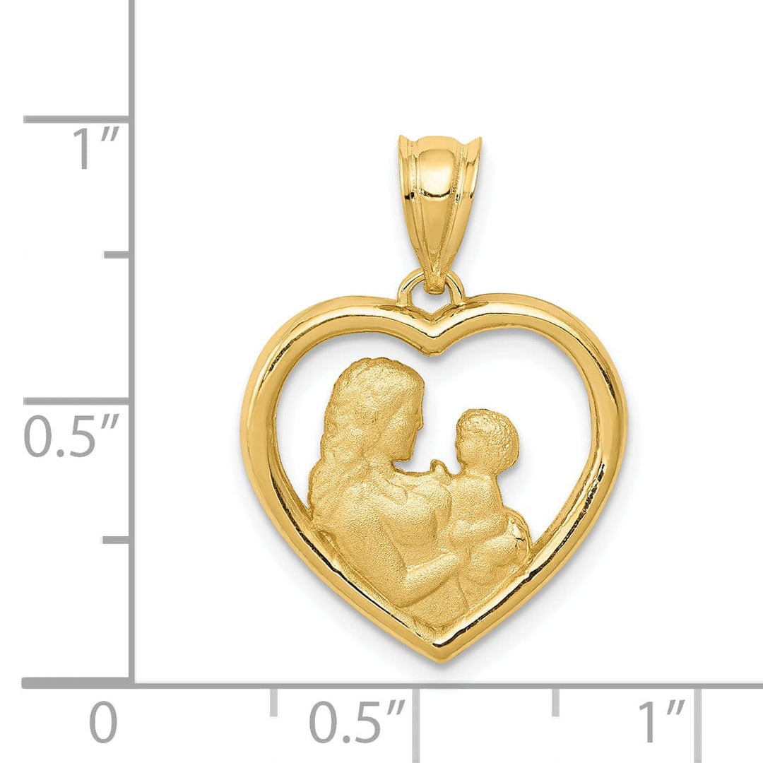 Lovely Rita's Pendants & Charms 14k Yellow Gold Mom Baby Heart Charm Pendant