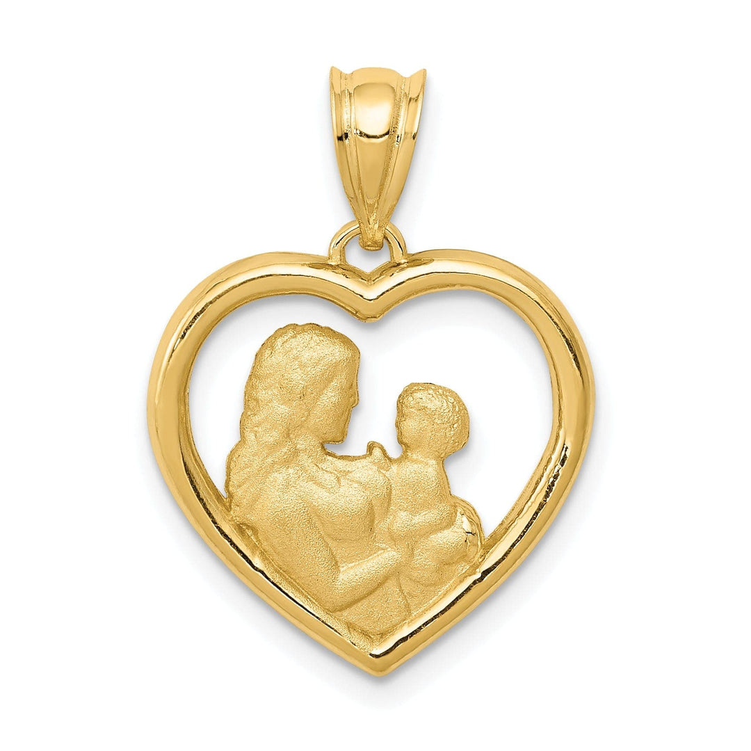 Lovely Rita's Pendants & Charms 14k Yellow Gold Mom Baby Heart Charm Pendant
