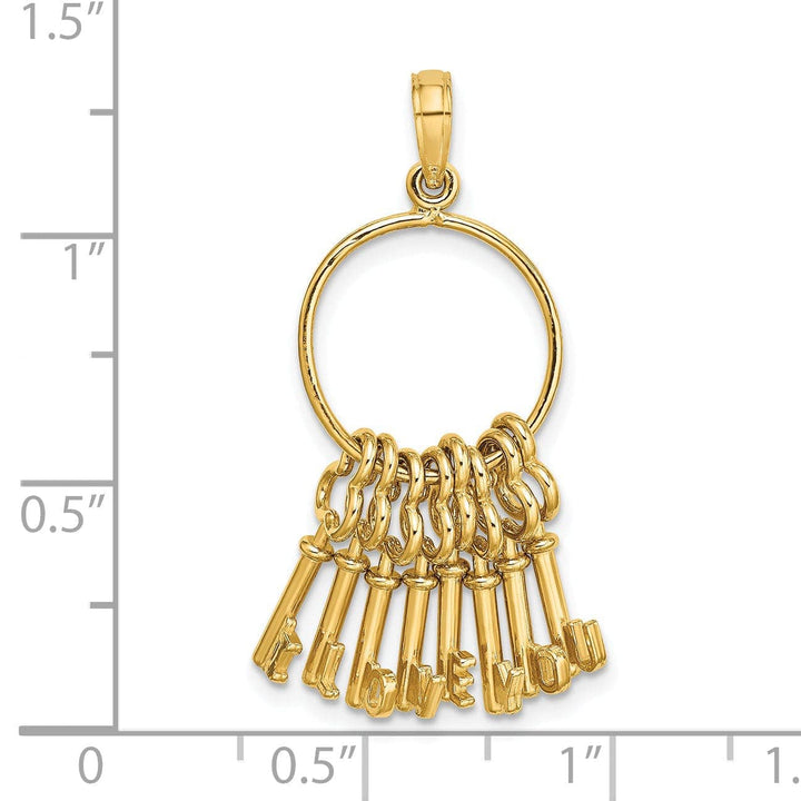 Lovely Rita's Pendants & Charms 14K Yellow Gold Moveable 3-D I LOVE YOU  Key Chain Charm Pendant