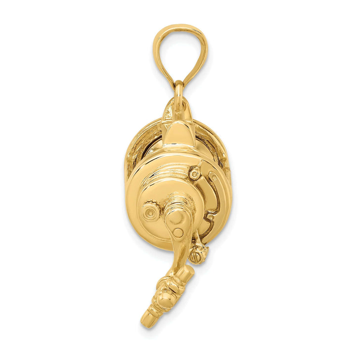 Lovely Rita's Pendants & Charms 14K Yellow Gold Moveable 3-Dimensional Fishing Reel Pendant
