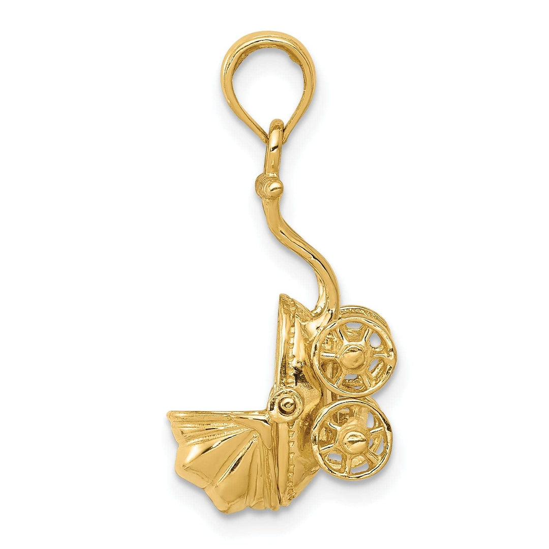 Lovely Rita's Pendants & Charms 14k Yellow Gold Moveable Baby Carriage Pendant